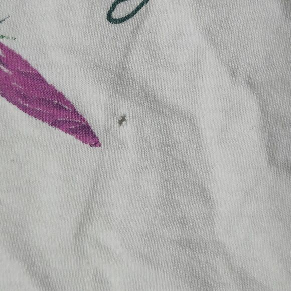 Vintage 1980s MCMXCII Bird Flower Shirt Size Large Made In USA Air Waves White - Picture 5 of 9